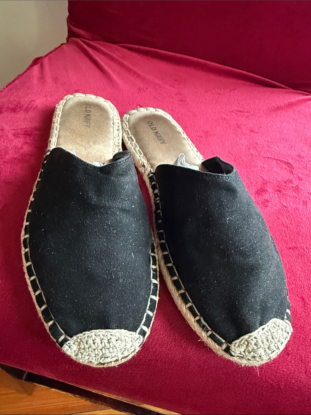 Old Navy Black Canvas Espadrille Slip-On Mules